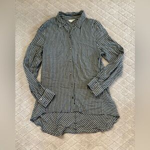 Max Studio Charcoal and White Striped Shirt Medium